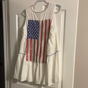 QUEEN OF SPARKLES American Flag Mini Dress - Red, Blue, White